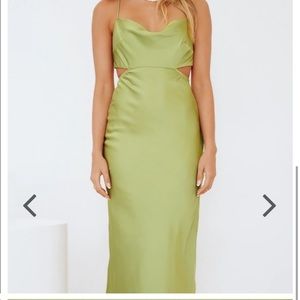 Vrg grl sunset hills bias cut midi dress in olive